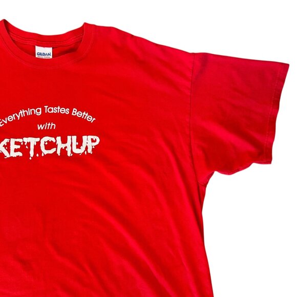 Vintage Everything Tastes Better With Ketchup Y2K Gildan Tee 2X - Picture 2 of 6